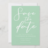 Chic Mint Green White Typography Spring Save The Date (Voorkant)