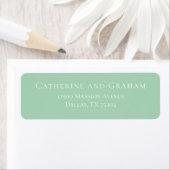 Chic Mint Green White Wedding Retouradres Etiket (Insitu)