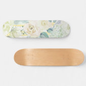 Chic mint green yellow blue waterverf floral persoonlijk skateboard (Horizontaal)