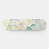 Chic mint green yellow blue waterverf floral persoonlijk skateboard (Horizontaal)