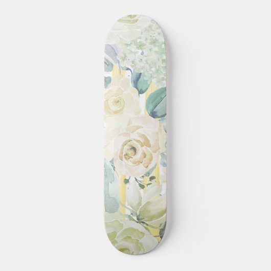 Chic mint green yellow blue waterverf floral persoonlijk skateboard (Voorkant)