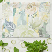 Chic mint green yellow blue waterverf floral theedoek (Gevouwen)