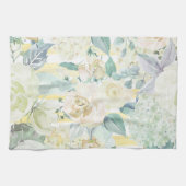 Chic mint green yellow blue waterverf floral theedoek (Horizontaal)