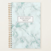 Chic Mint Groen Marmer Gepersonaliseerd Planner (Voorkant)