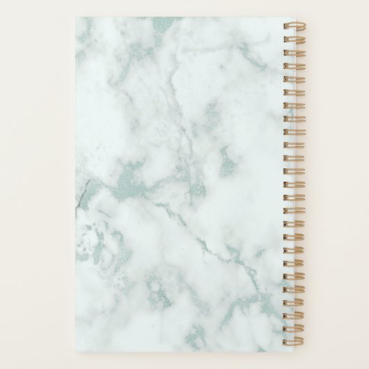 Chic Mint Groen Marmer Gepersonaliseerd Planner (Achterkant)