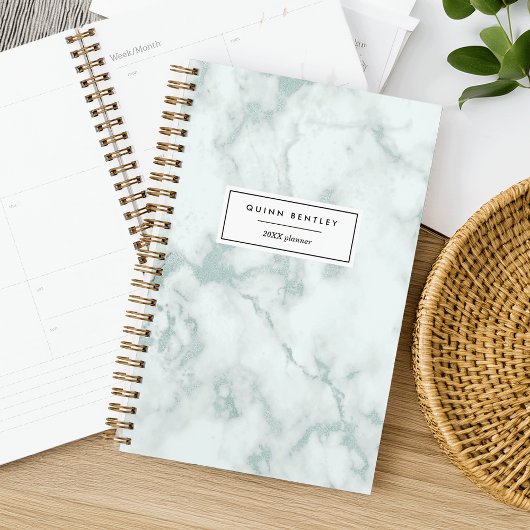 Chic Mint Groen Marmer Gepersonaliseerd Planner
