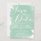 CHIC MINT GROEN WATERVERF BEWAREN DE DATUM SAVE THE DATE (Voorkant)
