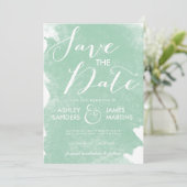 CHIC MINT GROEN WATERVERF BEWAREN DE DATUM SAVE THE DATE (Staand voorkant)