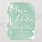 CHIC MINT GROEN WATERVERF BEWAREN DE DATUM SAVE THE DATE (Voorkant / Achterkant)