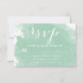 CHIC MINT GROEN WATERVERF WEDDING RSVP-KAARTEN RSVP KAARTJE (Voorkant)