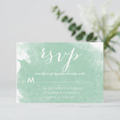 CHIC MINT GROEN WATERVERF WEDDING RSVP-KAARTEN RSVP KAARTJE (Staand voorkant)