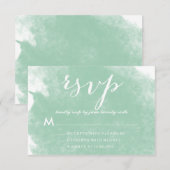 CHIC MINT GROEN WATERVERF WEDDING RSVP-KAARTEN RSVP KAARTJE (Voorkant / Achterkant)