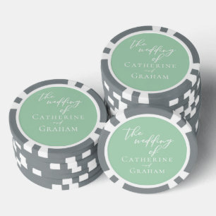 Chic Mint Groen Wit Gepersonaliseerde bruiloft Poker Chips