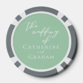 Chic Mint Groen Wit Gepersonaliseerde bruiloft Poker Chips (Achterkant)