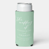 Chic Mint Groen Wit Gepersonaliseerde bruiloft Seltzer Blikjeskoeler (Seltzer Voorkant)
