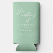 Chic Mint Groen Wit Gepersonaliseerde bruiloft Seltzer Blikjeskoeler (Achterkant)