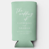 Chic Mint Groen Wit Gepersonaliseerde bruiloft Seltzer Blikjeskoeler (Voorkant)