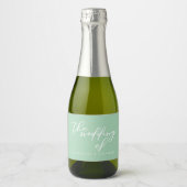 Chic Mint Groen Wit Huwelijk Gepersonaliseerde Min Sparkling Wijnetiket (Voorkant)