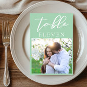 Chic Mint Groen Wit Script Paar Foto Huwelijk Kaart