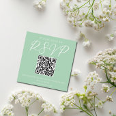 Chic Mint Groen Wit Script Wedding QR Code RSVP Informatiekaartje