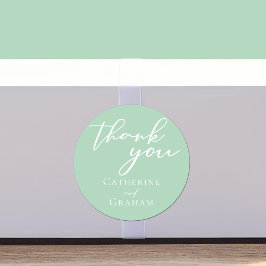 Chic Mint Groen Wit Typografie Custom Wedding Ronde Sticker