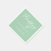 Chic Mint Groen Wit Typografie Huwelijk Servet (Hoek)