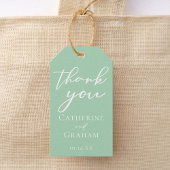 Chic Mint Groen Wit Typografie Lente Huwelijk Cadeaulabel