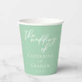 Chic Mint Groen Wit Typografie Lente Huwelijk Papieren Bekers (Voorkant)
