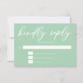 Chic Mint Groen Wit Typografie Lente Huwelijk RSVP Kaartje (Voorkant)