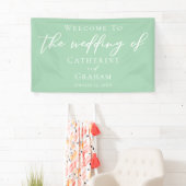 Chic Mint Groen Wit Typografie Lente Huwelijk Spandoek (Insitu)
