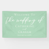 Chic Mint Groen Wit Typografie Lente Huwelijk Spandoek (Horizontaal)