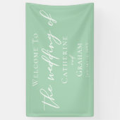 Chic Mint Groen Wit Typografie Lente Huwelijk Spandoek (Verticaal)