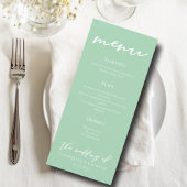 Chic Mint Groen Wit Typografie Trouwdiner Menu