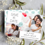 Chic Mint Monogram Weddenschap Foto slaat de datum Save The Date