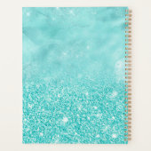Chic mint ombre glitter unicorn druppelt monogram planner (Achterkant)