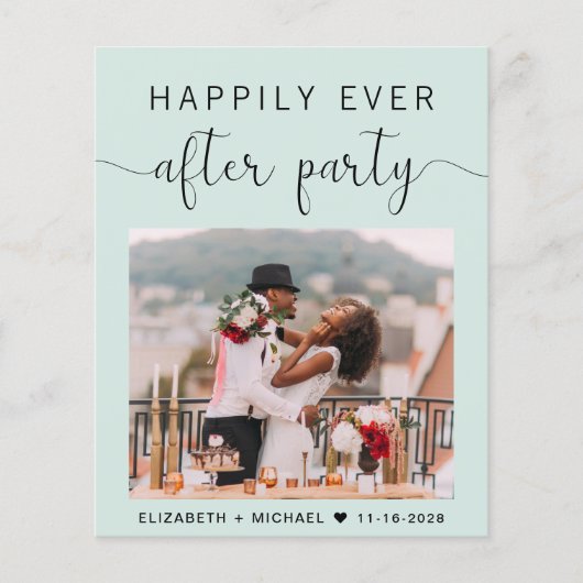 Chic Mint Photo Wedding Reception Invitation (Voorkant)