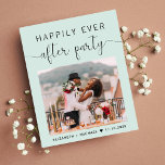 Chic Mint Photo Wedding Reception Invitation<br><div class="desc">Chic mint green budget paper elopement of private bruiloft aankondiging en receptie uitnodiging die je trouwdag foto's bevat, "Gelukkig ooit na de partij" in eenvoudige moderne typografie en een kalligrafiescript met swashes en je voornamen en trouwdatum. Op de keerzijde kunt u uw bericht meer in detail personaliseren en partij of...</div>