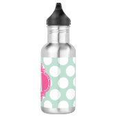 Chic Mint & Pink Big Stippen Monogramed Waterfles (Rechts)