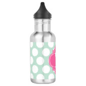 Chic Mint & Pink Big Stippen Monogramed Waterfles (Links)