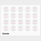 Chic Mint & Pink Damask Wedding Ronde Sticker (Vel)