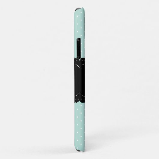 Chic Mint Polka Dots Black Design Custom Name Case-Mate iPhone Case (Achterkant/rechts)