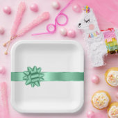 Chic Mint Ribbon Bow Verjaardag Papieren Bordje (Feest)