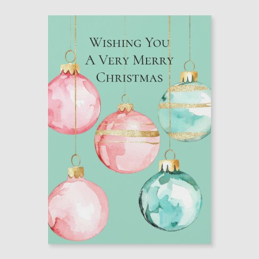 Chic Mint Roze Gouden Kerst Ornamenten (Voorkant)