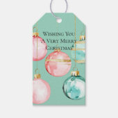 Chic Mint Roze Gouden Kerst Ornamenten Cadeaulabel (Voorkant)
