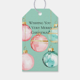 Chic Mint Roze Gouden Kerst Ornamenten Cadeaulabel