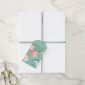 Chic Mint Roze Gouden Kerst Ornamenten Cadeaulabel (Met Touw)