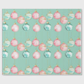 Chic Mint Roze Gouden Kerst Ornamenten Cadeaupapier (Vlak)