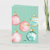 Chic Mint Roze Gouden Kerst Ornamenten Kaart (Achterkant)