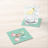 Chic Mint Roze Gouden Kerst Ornamenten Kartonnen Onderzetters (Insitu)