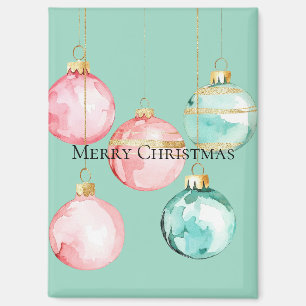 Chic Mint Roze Gouden Kerst Ornamenten Magneet